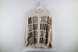 Deadstock Vintage 90s Coogi Style Womens XL Geometric Patchwork Knit Sweater - $69.25