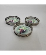 (3) Antique Theodor Paetsch Spritzdekor Germany Metal Porcelain Coasters... - €25,60 EUR