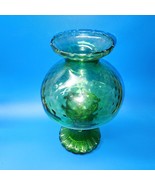 OLD Emerald Green Quilted Hurricane Lamp Light Candle Holder - READ DESC... - $36.42