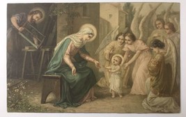 Christmas Nativity Mother Mary Angels Joseph Baby Jesus c1910 Postcard G... - £9.38 GBP
