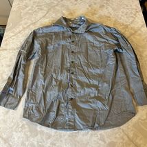 Perry Ellis Mens Size 16 32/33 Grey Classic Button Front Shirt - $10.35