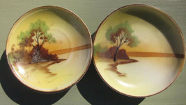 Vintage Chikaramachi Japan House on the Lake Hand Painted Dish Saucer Lot of 6 - £18.57 GBP