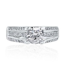 IGI 1.60 Ct F-VVS2 Cushion Lab Grown Diamond 2.10 TCW Ring 14k White Gold - £1,101.82 GBP