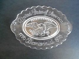 Clear Glass Oval United States of America Bicentennial 1776-1976 Plate - £7.90 GBP