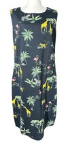 Old Navy Black Safari Giraffe Zebra Flamingo Print Sleeveless Sheath Dre... - $28.70