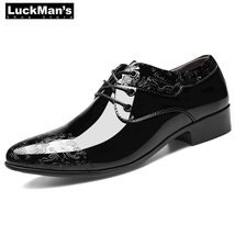 Men&#39;s Dress Clould Patent Leather Men Wedding oxford Shoes Lace-Up Office Suit M - £26.24 GBP