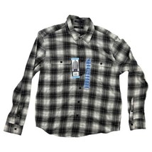 Lucky Brand Men&#39;s Button-Down Woven Long Sleeve Flannel Shirt Large Black - $16.92