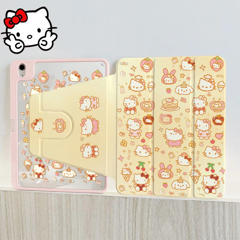 Sanrio Hello Kitty Ipad 9 Generation Case Cute Cartoon Air4 5 Rotate Acrylic - £17.82 GBP+