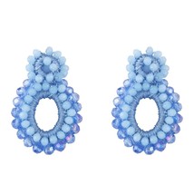 FLOLA 5 Colors Blue Beaded Earrings For Women Bead Rope Big Drop Dangle Handmade - £7.50 GBP