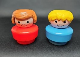 Fisher Price Chunky Little People Set of 2 Two Red Blue Freckles Blonde Brown - £7.76 GBP