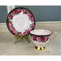 Tuscan #93474 Bone China England Bold Pink Rose Patterned Tea Cup And Saucer Set - £13.44 GBP