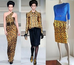 $3,000 Oscar De La Renta Stunning Golden Animal Silk Runway Skirt Us 14 - £552.87 GBP