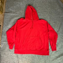 Champion Mens Hoodie 2XL XXL Red Reverse Weave Sweatshirt Logo Heavy Sports Top - £25.45 GBP