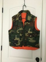 Vintage Safety Zone Men&#39;s Camo/Orange Zip Up Vest Jacket Reversible Size... - $34.92