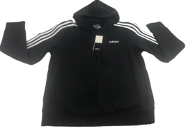 Adidas Women&#39;s Hoodie Black White Stripes EI0708 Size Large Pullover Pockets - £22.45 GBP