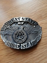 1st Edition Belt Buckle Great State Of RHODE ISLAND Solid Brass Award De... - $38.61