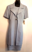 DBY Baby Blue Summer Outfit Long Jacket &amp; Sleeveless Sheath Dress size 13/14 - £14.76 GBP