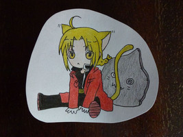 Full Metal Alchemist Edward Elric nekochibi anime pencil drawing mini poster New - £3.54 GBP