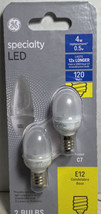 GE C7 E12 LED Bulb Soft White 4 Watt Equivalence (Candelabra) 2 Pack New - £11.89 GBP