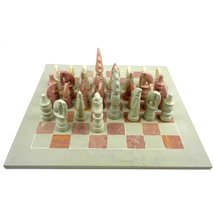 SMOLArt Hand Carved Soapstone Maasai Chess Set - 14&quot; Board - £97.47 GBP