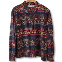 Alfred Dunner Top Womens 18 Paisley Floral Vtg Pullover Bomber Blouse 80... - $26.00