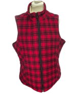Womens Vest DULUTH TRADING Red Plaid Fleece With Sherpa Lining Lined Siz... - £28.43 GBP
