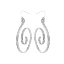 Swirl Dangle Drop Earrings Silver Alloy - £9.61 GBP