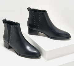 Isaac Mizrahi Live! Studded Leather Ankle Bootie in Black Leather 9 M - £52.51 GBP