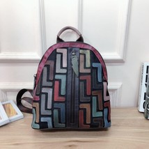Retro Leather Backpack 2022 New Soft Cowhide Random Color Stitching Women Bag Le - £96.93 GBP