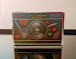 Parini 12.5" Stainless Steel Non-Stick WOK Pan W/Glass Lid Asian Fusion ... - $34.65