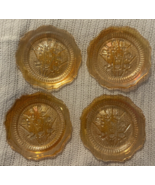 Jeanette Carnival Glass SET OF 4 - Iris &amp; Herringbone Marigold 5.5” Saucers - $44.79 CAD