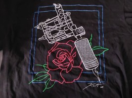 The Concert Tee District Tattoo Gun Line Drawing Rose T Shirt Size Med 2020 - $14.00