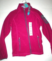 Womens NWT $60 New Free Country Micro Fleece Jacket Dark Pink Gray M Warm Beet - £46.60 GBP