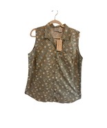 Vintage NWT Classic Elements XL Sleeveless Campshirt Top Sage Green Ditz... - $515.49 MXN