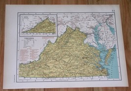 1943 Original Vintage Wwii Map Of Virginia / Verso Vermont Rhode Island - £14.07 GBP