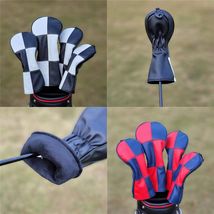 Golf Club Driver Fairway Wood Hybrid Head Cover Chessboard Checker White... - $15.90+