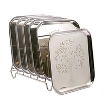 Stainless Steel Breakfast/Lunch/Dinner Plate Set of 6 with Laser Print D... - $67.43