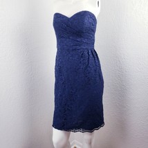 David Bridal F15620 Lace Dress Strapless Navy Blue Bridesmaid Wedding Gu... - $49.15