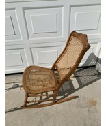 Antique ROCKER cane back rocking chair mid century modern  wood - $237.61 CAD