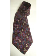 DIOR Tie Geometric Pattern Necktie Silk Maroon Teal Purple Yellow Wide V... - $29.44