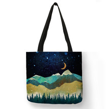 Oil Painting Mountain Forest Printing Causal Tote Bag Shopper Shopping Handbag W - £13.89 GBP