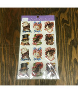 Vintage stickers cats wearing Victorian style hats never opened package  - $27.08 CAD