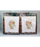 Vogart  Set of 2 Crewel Creative Stitchery Picture Kit Spring Flower Basket 2321 - $14.84