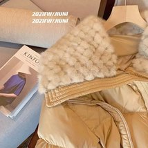 Women&#39;s Fashion Down Jacket Hit Plush Lapel Loose Warm Cozy Cotton Padding Winte - £71.53 GBP