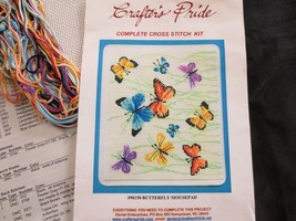 CRAFTER&#39;S PRIDE Complete Cross Stitch BUTTERFLY MOUSEPAD Kit #90150 - £7.97 GBP