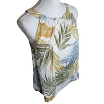 Tahari Linen Sleeveless Tank Palm Leaves Tropical Womens Medium - £14.10 GBP