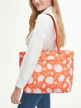 NWB Kate Spade Jae Orange White Flowers Large Nylon Tote WKR00459 $299 Gift Bag - £81.42 GBP