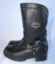 Harley-Davidson Amber 9.5-Inch Black Leather Boots Chunky Heel D85514 Size 8.5 - $65.44