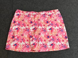 Pebble Beach Golf Skort Women&#39;s Pink Orange Blue Floral Dry-Luxe Perform... - $15.78