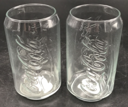 Lot of Two (2) Coca Cola 12 oz Glass Can Shaped Cups 5&quot; Tall 2.75&quot; Dia - £8.15 GBP